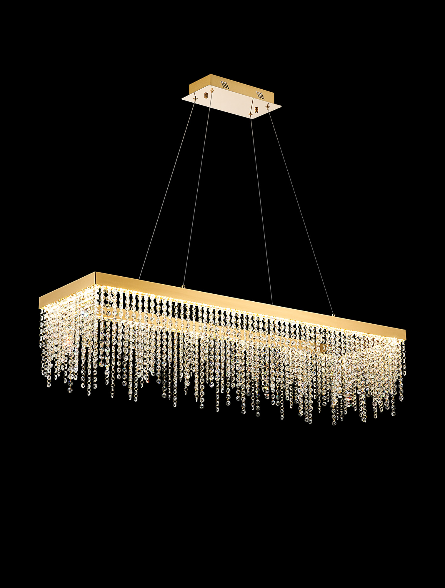 Bano French Gold Crystal Ceiling Lights Diyas Linear Crystal Fittings